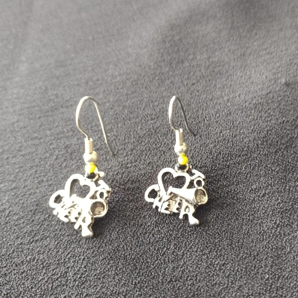 Cheerleading Silver Love To Cheer Dangle Earrings